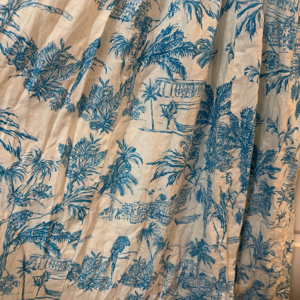 NWT JOIE Dress Shrug Set Blue White Palm-print Toile Linen Cotton Dress Size 12 - Picture 12 of 16